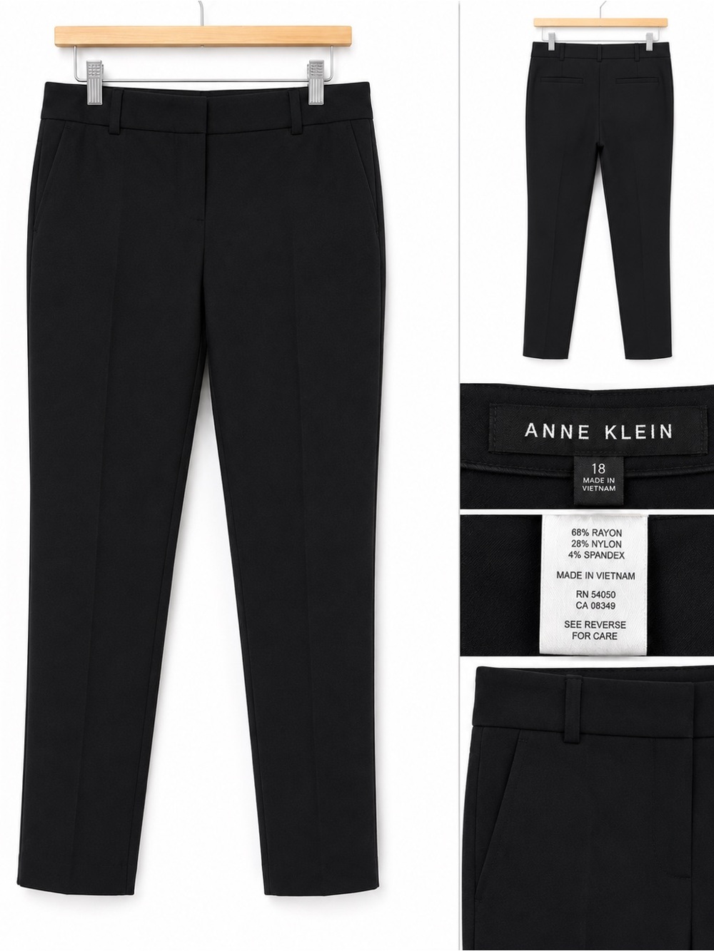 Anne Klein Black Ankle Pants XL Career Workwear Stretch Pull On Trousers